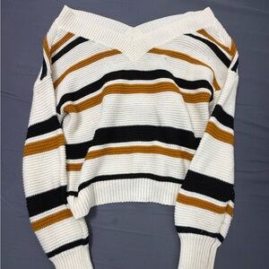 Striped Women's Sweater Off The Shoulder
